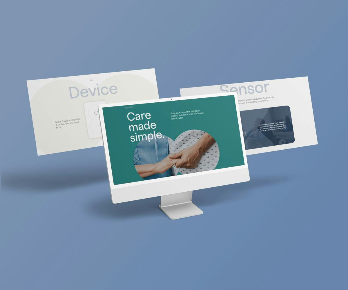 mockup of three screens each displaying a different part of the Sereen health website
