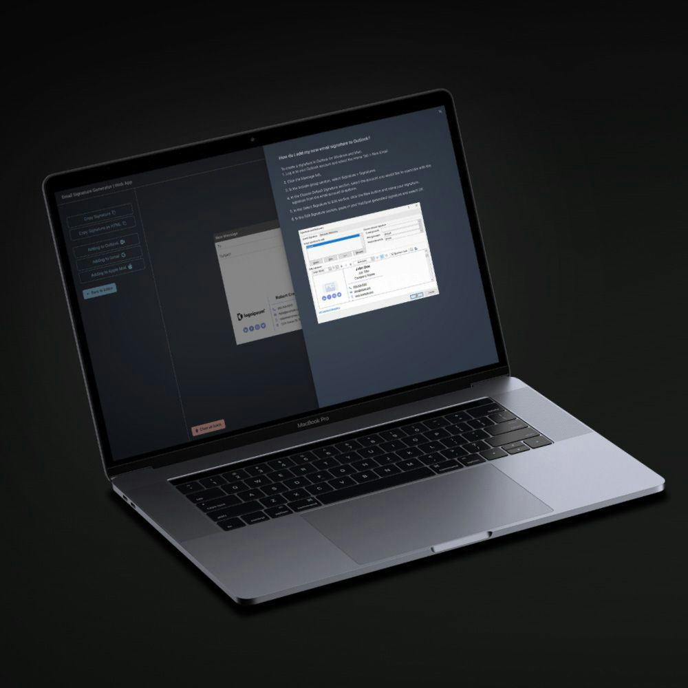 a macbook with the browser open creating a email signature